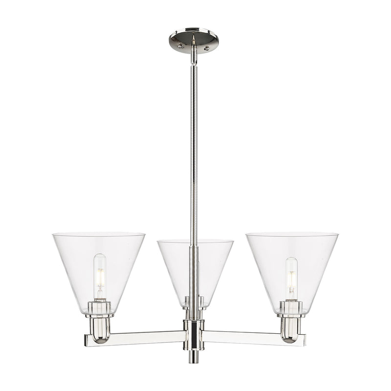 Innovations Berkshire Glass 30in 3-Light Pendant | Industrial Polished Nickel and Clear Glass | Kitchen Island & Dining Room | Model 716-3CR-PN-GBC-82