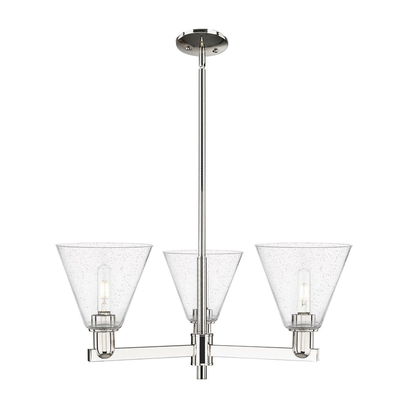 Innovations Berkshire Glass 30in 3-Light Pendant | Industrial Polished Nickel Steel and Seedy Glass | Kitchen Island & Dining | Model 716-3CR-PN-GBC-84