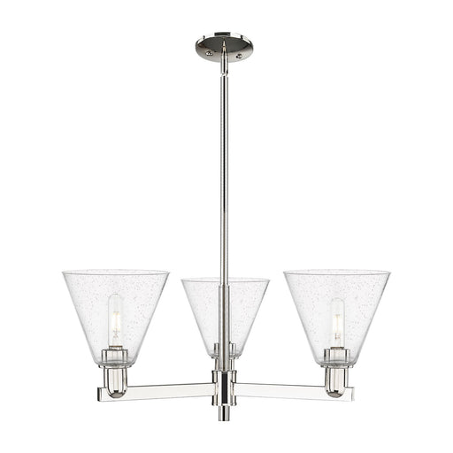 Innovations Berkshire Glass 30in 3-Light Pendant | Industrial Polished Nickel Steel and Seedy Glass | Kitchen Island & Dining | Model 716-3CR-PN-GBC-84