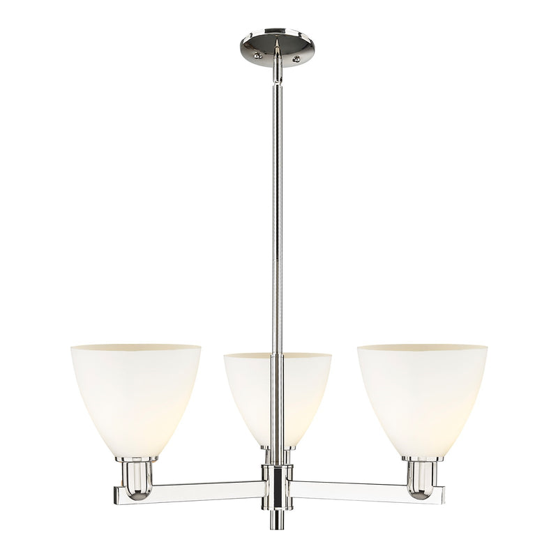 Innovations Bristol 29in 3-Light Pendant | Industrial Polished Nickel Steel and Matte White Glass | Kitchen Island & Dining | Model 716-3CR-PN-GBD-751