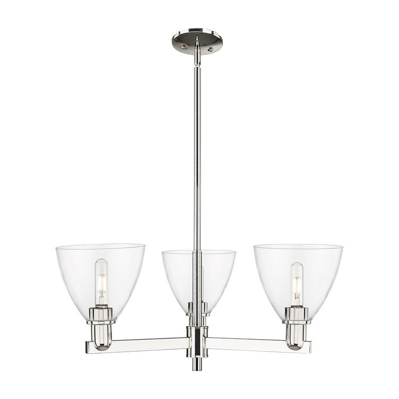 Innovations Bristol 29in 3-Light Pendant | Industrial Polished Nickel Steel and Clear Glass | Kitchen Island & Dining Room | Model 716-3CR-PN-GBD-752