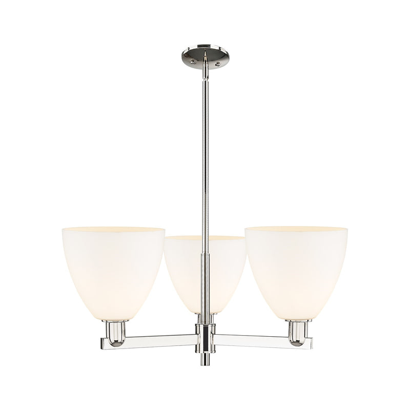 Innovations Bristol 31in 3-Light Pendant | Industrial Polished Nickel Steel and Matte White Glass | Kitchen Island & Dining Room | Model 716-3CR-PN-GBD-91