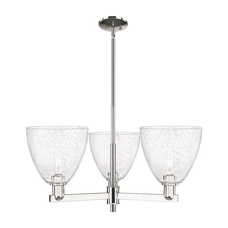 Innovations Bristol 31in 3-Light Pendant | Industrial Polished Nickel Steel and Seedy Glass | Kitchen Island & Dining Room | Model 716-3CR-PN-GBD-94