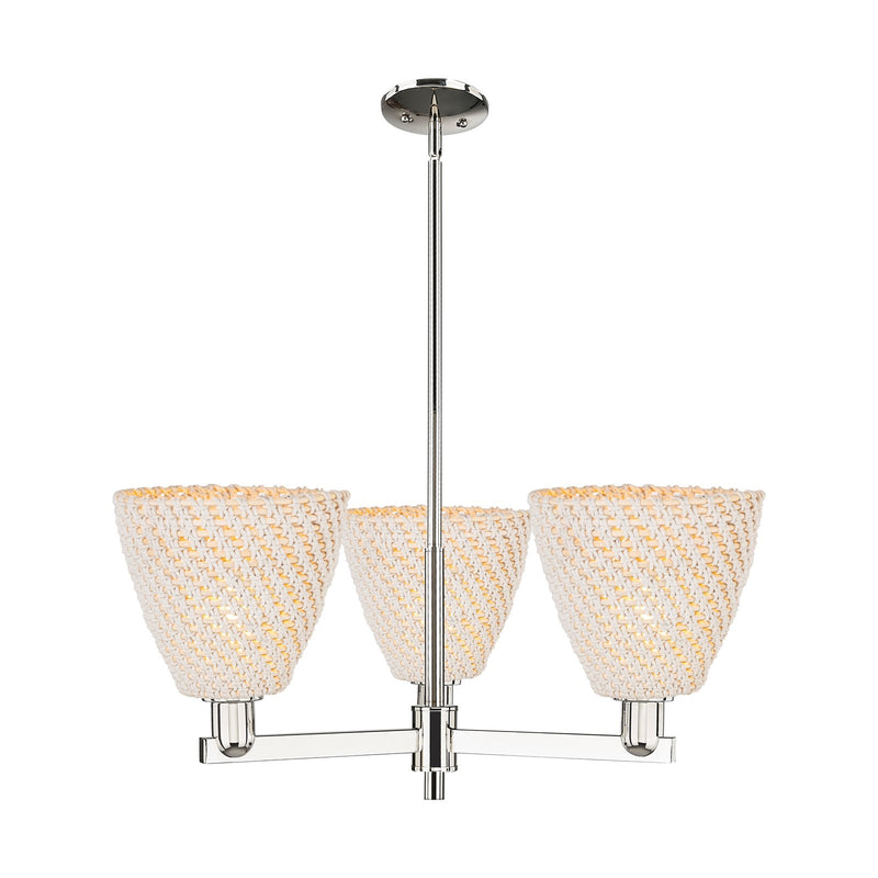 Innovations Bristol Natural 31in 3-Light Pendant | Industrial Polished Nickel Steel and Natural Fiber Dome Shade | Kitchen | Model 716-3CR-PN-NBD-9-NAT