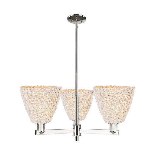 Innovations Bristol Natural 31in 3-Light Pendant | Industrial Polished Nickel Steel and Natural Fiber Dome Shade | Kitchen | Model 716-3CR-PN-NBD-9-NAT