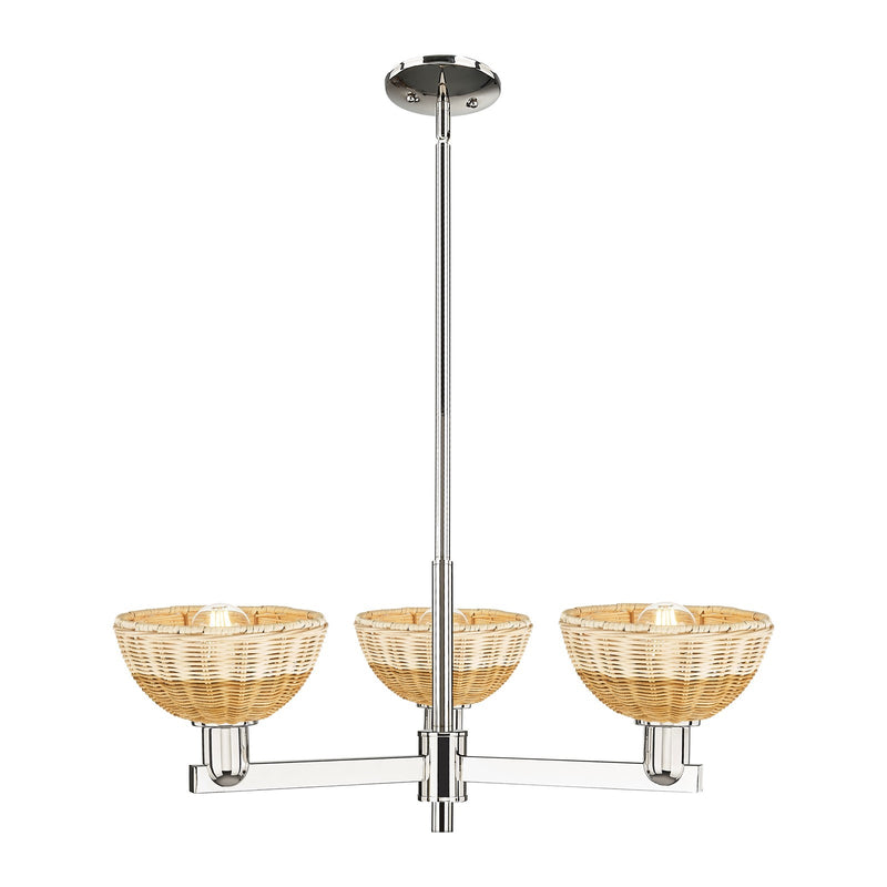 Innovations Natural Ballston Dome 29in 3-Light Pendant | Farmhouse Polished Nickel and Natural Fiber Dome | Kitchen Island | Model 716-3CR-PN-NBD2-75-NAT
