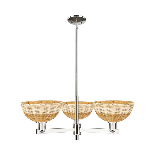 Innovations Bristol Natural II 31in 3-Light Pendant | Industrial Polished Nickel and Natural Fiber Shade | Kitchen Island & | Model 716-3CR-PN-NBD2-9-NAT