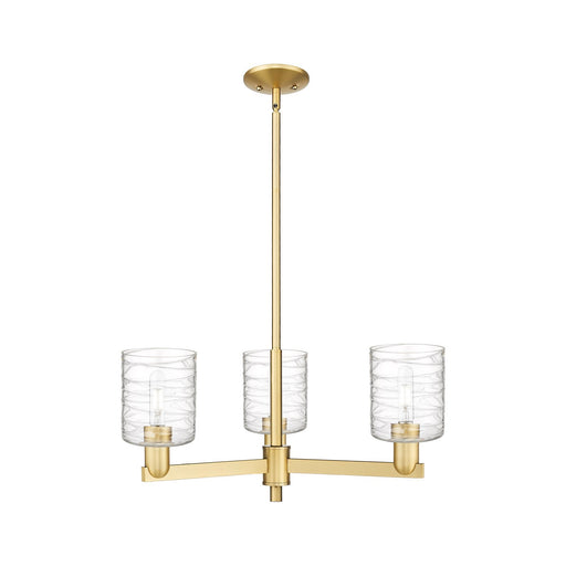 Innovations Cobbleskill 27in 3-Light Pendant | Industrial Satin Gold Steel and Deco Swirl Glass | Kitchen Island & Dining Room | Model 716-3CR-SG-G1113