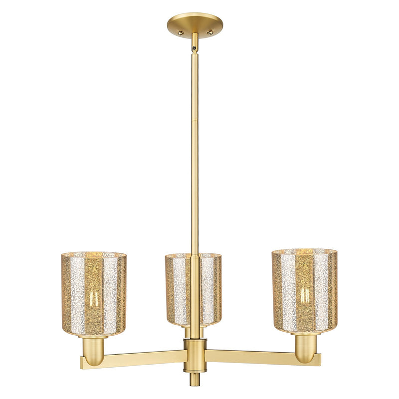 Innovations Cobbleskill 27in 3-Light Pendant | Industrial Satin Gold Steel and Mercury Glass | Kitchen Island & Dining Room | Model 716-3CR-SG-G116