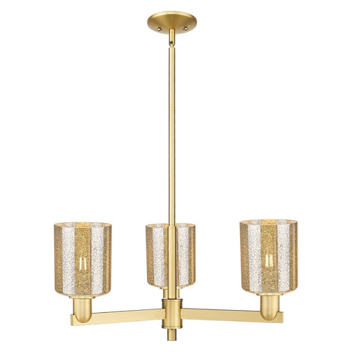 Innovations Cobbleskill 27in 3-Light Pendant | Industrial Satin Gold Steel and Mercury Glass | Kitchen Island & Dining Room | Model 716-3CR-SG-G116