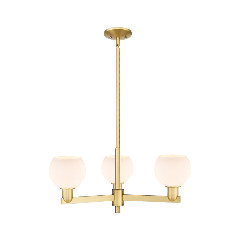Innovations Athens 28in 3-Light Pendant | Industrial Satin Gold Steel and Matte White Glass | Kitchen Island & Dining Room | Model 716-3CR-SG-G121-6
