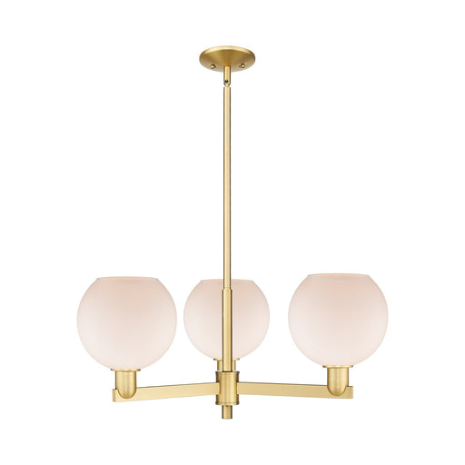 Innovations Athens 30in 3-Light Pendant | Industrial Satin Gold Steel and Matte White Glass | Kitchen Island & Dining Room | Model 716-3CR-SG-G121-8