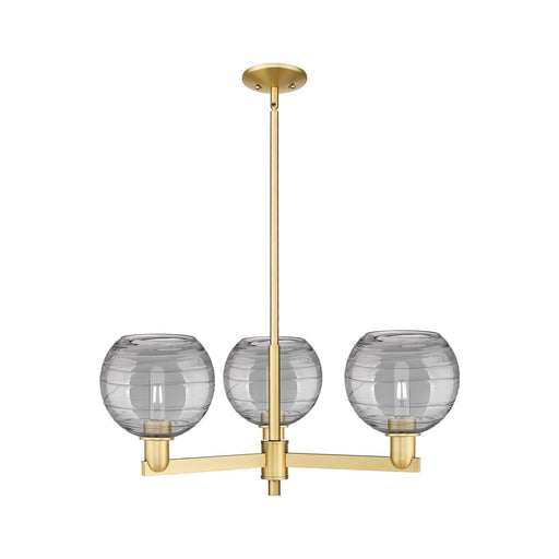 Innovations Athens Deco Swirl 30in 3-Light Pendant | Industrial Satin Gold Steel and Cast Brass with Light Smoke Glass | Model 716-3CR-SG-G1213-8SM