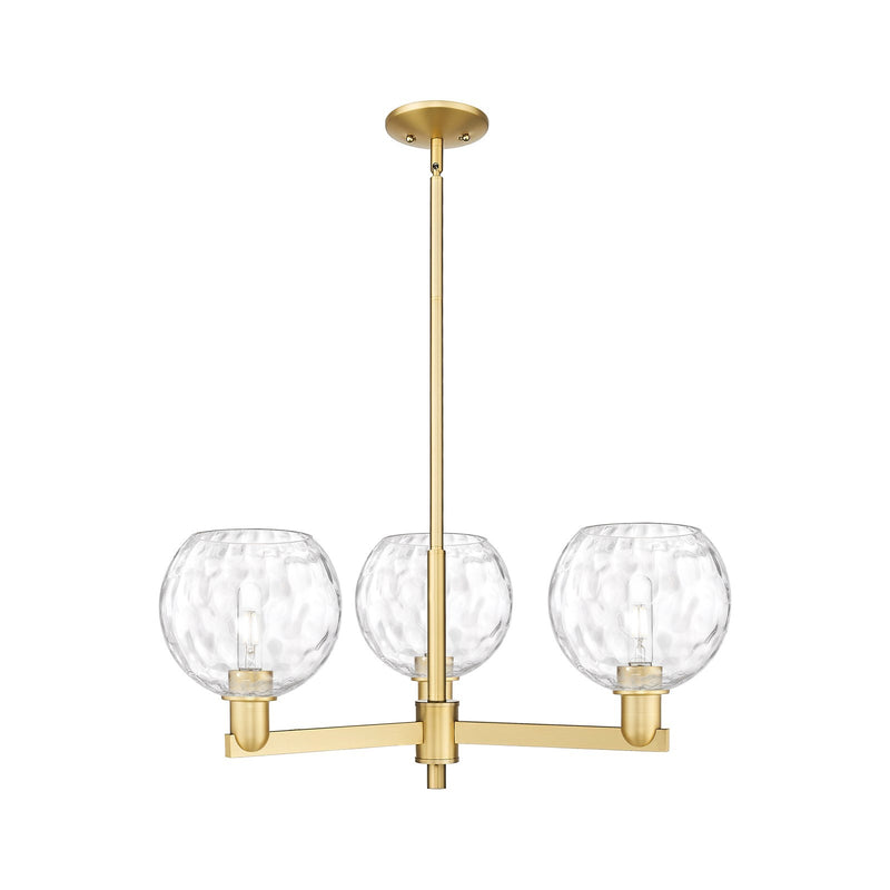 Innovations Athens 30in 3-Light Pendant | Industrial Satin Gold Steel and Clear Water Glass | Kitchen Island & Dining Room | Model 716-3CR-SG-G1215-8