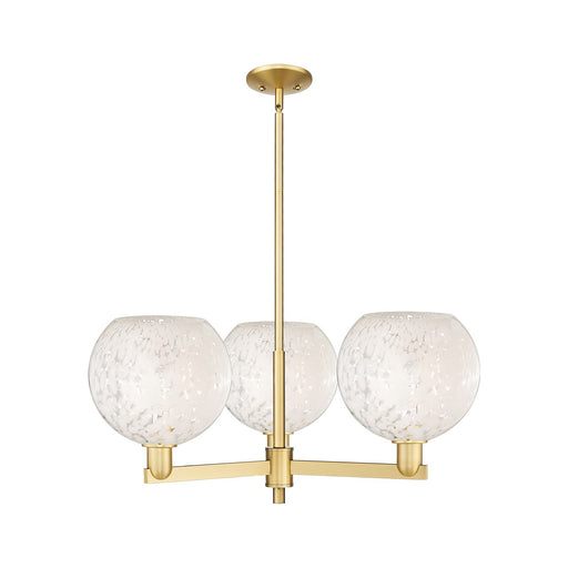 Innovations White Mouchette 32in 3-Light Pendant | Industrial Satin Gold Steel and White Glass | Kitchen Island & Dining | Model 716-3CR-SG-G1216-10WM
