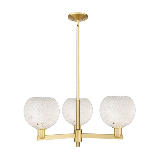 Innovations Lighting White Mouchette 30in 3-Light Pendant | Industrial Satin Gold Steel and Cast Brass with White Glass | Model 716-3CR-SG-G1216-8WM