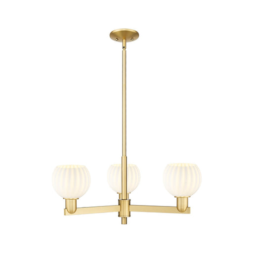 Innovations Lighting White Venetian 28in 3-Light Pendant | Industrial Satin Gold Steel and White Venetian Glass | Kitchen | Model 716-3CR-SG-G1217-6WV