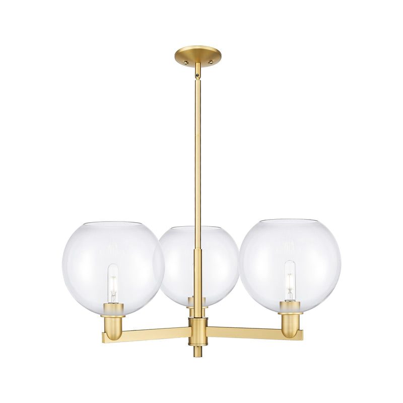 Innovations Athens 32in 3-Light Pendant | Industrial Satin Gold Steel and Clear Glass | Kitchen Island & Dining Room | 31.75 x | Model 716-3CR-SG-G122-10