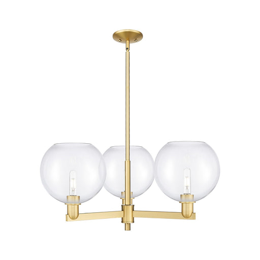 Innovations Athens 32in 3-Light Pendant | Industrial Satin Gold Steel and Clear Glass | Kitchen Island & Dining Room | 31.75 x | Model 716-3CR-SG-G122-10