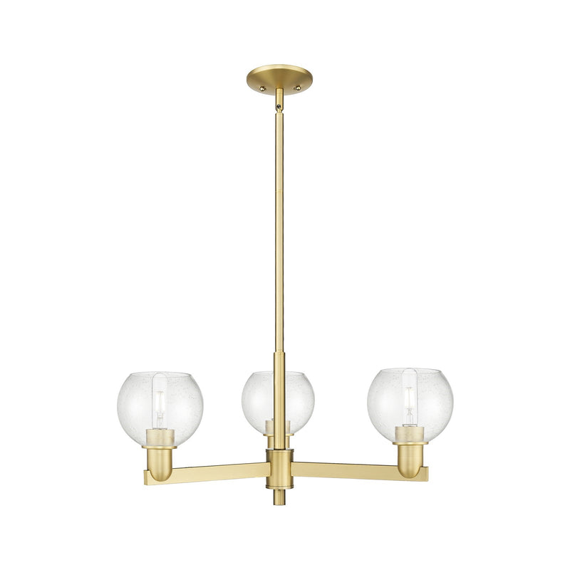 Innovations Athens 28in 3-Light Pendant | Industrial Satin Gold Steel and Seedy Glass | Kitchen Island & Dining Room | 27.62 x | Model 716-3CR-SG-G124-6