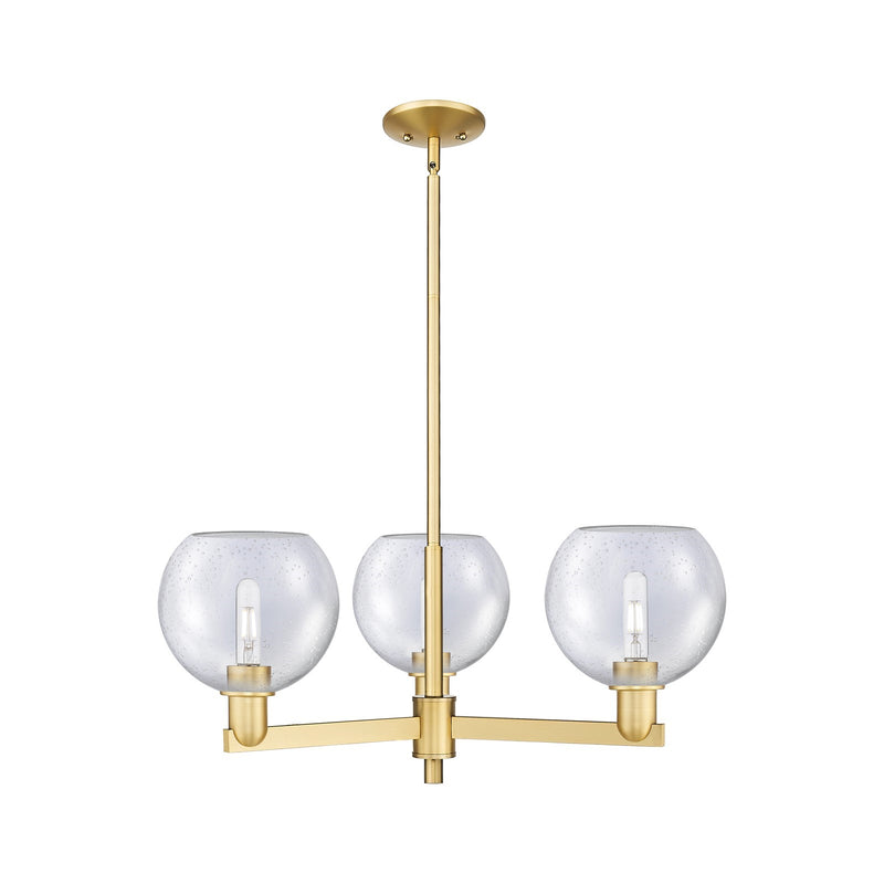 Innovations Athens 30in 3-Light Pendant | Industrial Satin Gold Steel and Seedy Glass | Kitchen Island & Dining Room | 29.75 x | Model 716-3CR-SG-G124-8