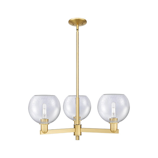 Innovations Athens 30in 3-Light Pendant | Industrial Satin Gold Steel and Seedy Glass | Kitchen Island & Dining Room | 29.75 x | Model 716-3CR-SG-G124-8