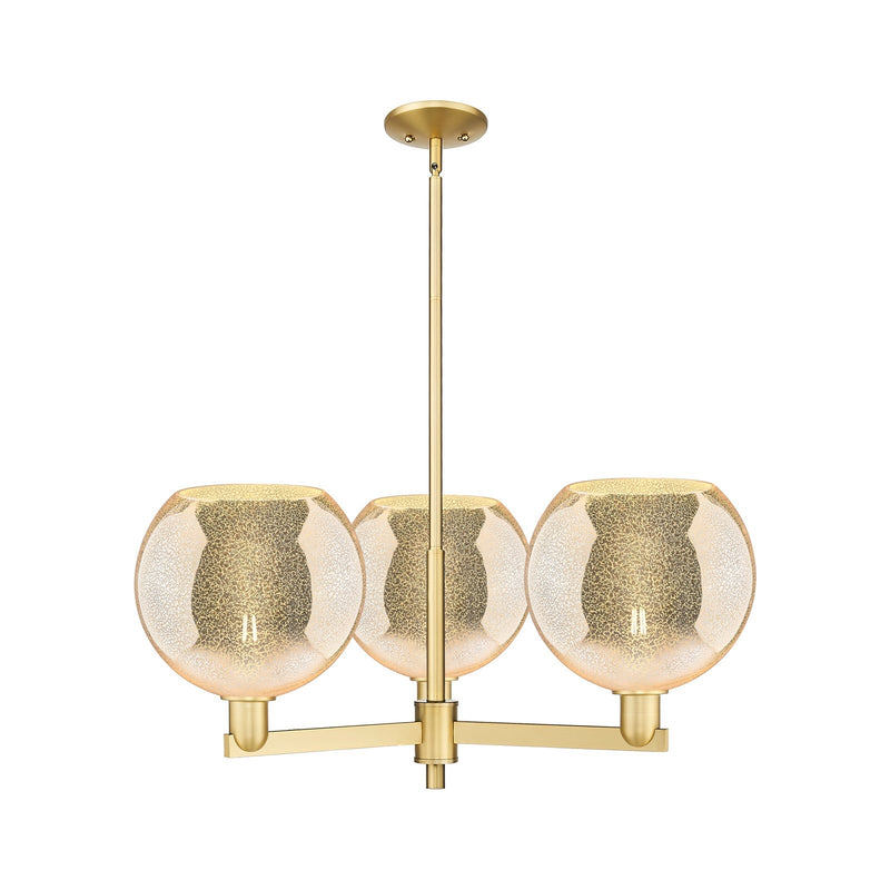 Innovations Athens 32in 3-Light Pendant | Industrial Satin Gold Steel and Mercury Glass | Kitchen Island & Dining Room | 31.75 | Model 716-3CR-SG-G128-10