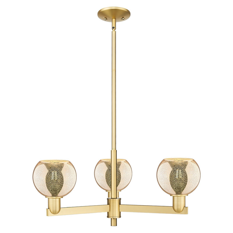 Innovations Athens 28in 3-Light Pendant | Industrial Satin Gold Steel and Mercury Glass | Kitchen Island & Dining Room | 27.62 x | Model 716-3CR-SG-G128-6