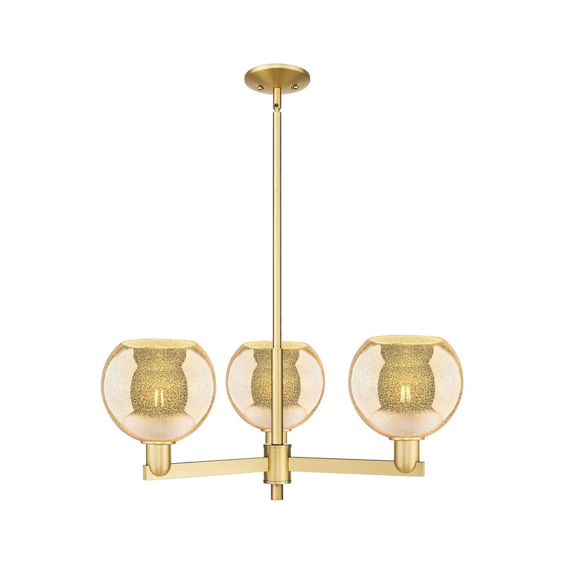 Innovations Athens 30in 3-Light Pendant | Industrial Satin Gold Steel and Mercury Glass | Kitchen Island & Dining Room | 29.75 x | Model 716-3CR-SG-G128-8