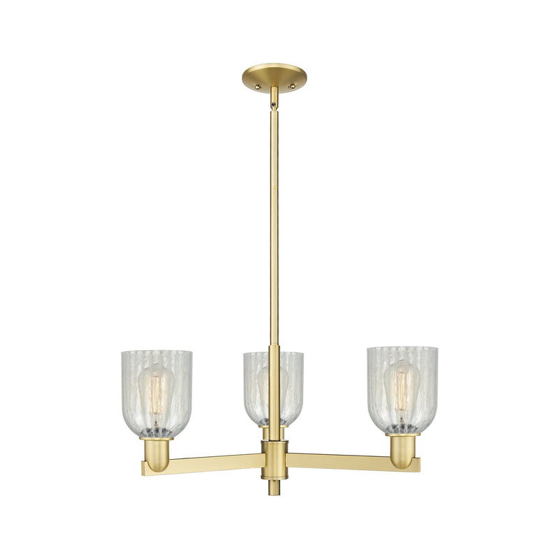 Innovations Caledonia 27in 3-Light Pendant | Industrial Satin Gold Steel and Mouchette Glass | Kitchen Island & Dining Room | Model 716-3CR-SG-G2511