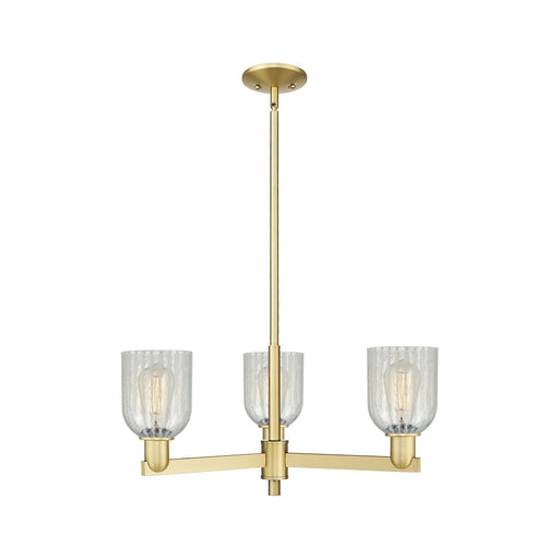 Innovations Caledonia 27in 3-Light Pendant | Industrial Satin Gold Steel and Mouchette Glass | Kitchen Island & Dining Room | Model 716-3CR-SG-G2511