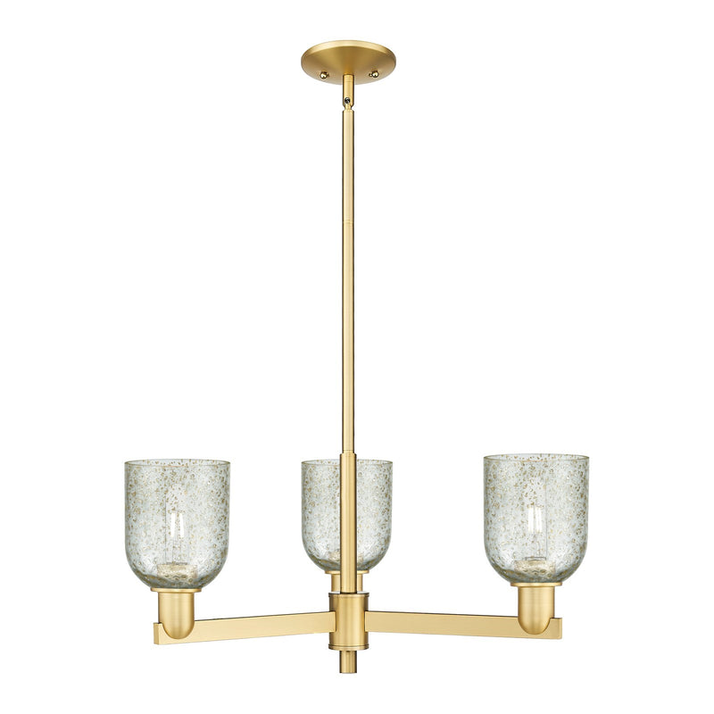 Innovations Caledonia 27in 3-Light Pendant | Industrial Satin Gold Steel and Mica Glass | Kitchen Island & Dining Room | 26.75 x | Model 716-3CR-SG-G259