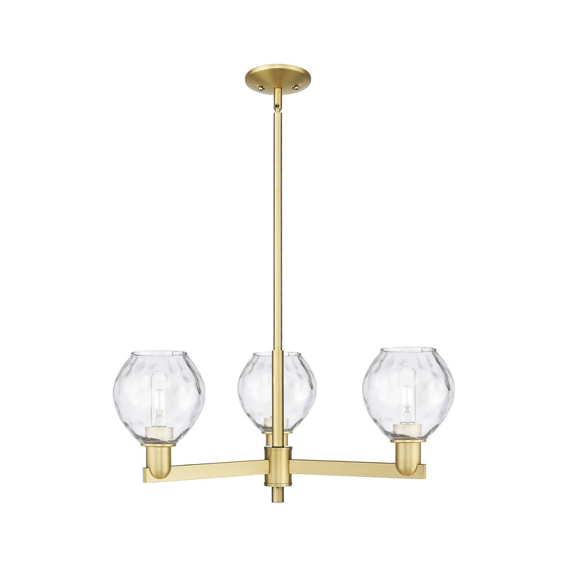 Innovations Waverly 28in 3-Light Pendant | Industrial Satin Gold Steel and Clear Glass | Kitchen Island & Dining Room | 27.75 x | Model 716-3CR-SG-G362