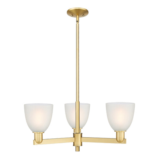 Innovations Castile 28in 3-Light Pendant | Industrial Modern Satin Gold Steel and White Glass | Kitchen Island & Dining Room | Model 716-3CR-SG-G381