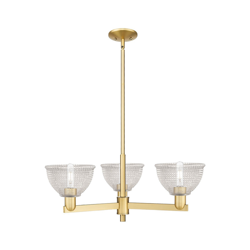 Innovations Arietta 30in 3-Light Pendant | Industrial Satin Gold Steel and Clear Glass | Kitchen Island & Dining Room | 29.75 x | Model 716-3CR-SG-G422