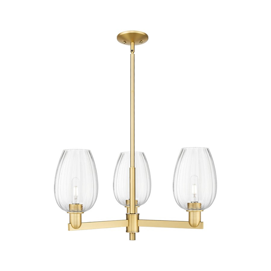 Innovations Preston 3Lt 18" Flute Stem Chandelier, GD/CL - 716-3CR-SG-G457-6CL