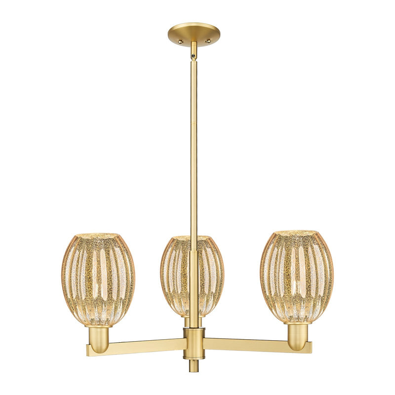 Innovations Preston Bulb 28in 3-Light Pendant | Industrial Satin Gold Steel and Mercury Glass | Kitchen Island & Dining Room | Model 716-3CR-SG-G459-6ME
