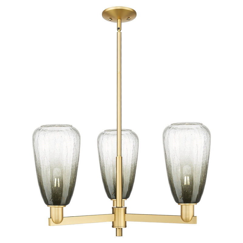 Innovations Brookhaven Almond 28in 3-Light Pendant | Industrial Satin Gold Steel and Slate Glass | Kitchen Island & Dining | Model 716-3CR-SG-G480-6SL