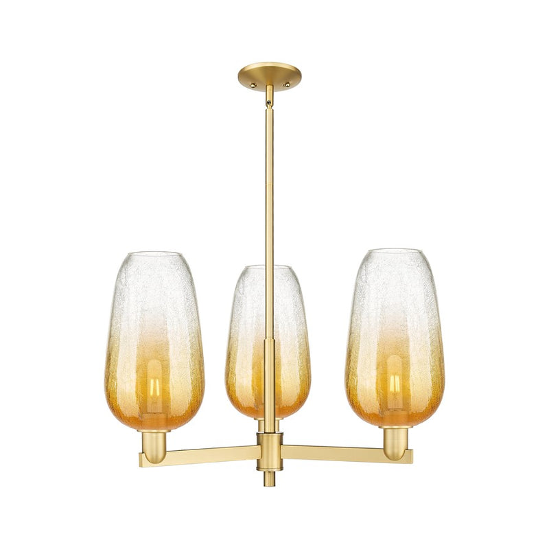 Innovations BH Flute 3Lt 18" Stem Chandelier, GD/AM - 716-3CR-SG-G484-7AM