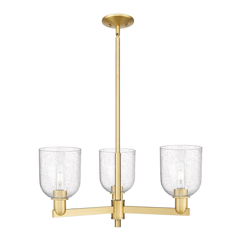 Innovations Bella 27in 3-Light Pendant | Industrial Satin Gold Steel and Seedy Glass | Kitchen Island & Dining Room | 27.25 x | Model 716-3CR-SG-G558-6SDY