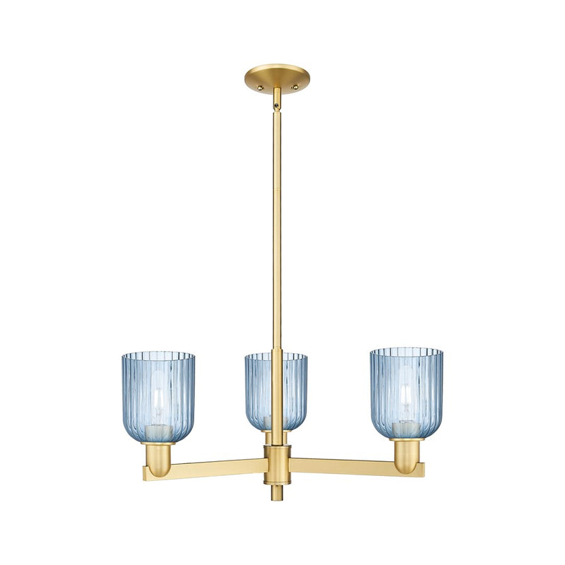 Innovations Bridal Veil 3Lt 18" Chandelier, Gold/Blue - 716-3CR-SG-G559-5BL