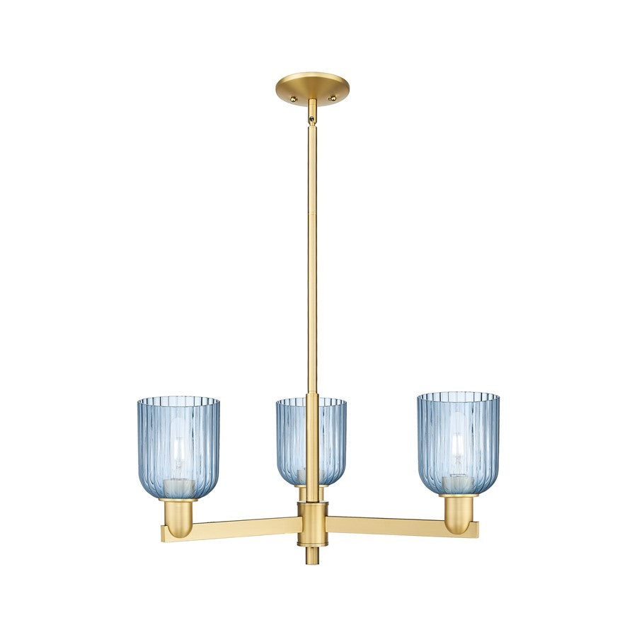 Innovations Bridal Veil 3Lt 18" Chandelier, Gold/Blue - 716-3CR-SG-G559-5BL
