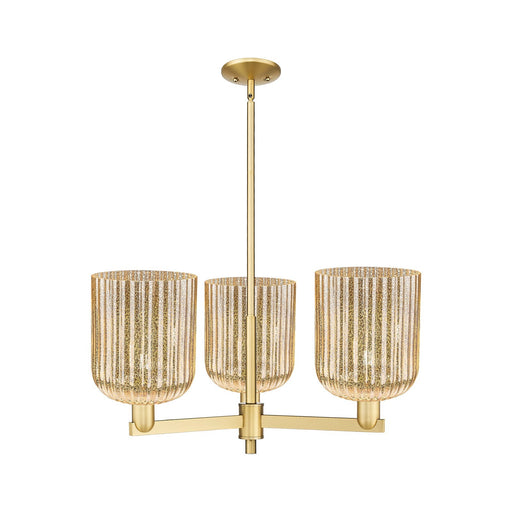 Innovations Bridal Veil 30in 3-Light Pendant | Industrial Satin Gold Steel and Mercury Ribbed Glass | Kitchen Island & Dining | Model 716-3CR-SG-G559-8ME