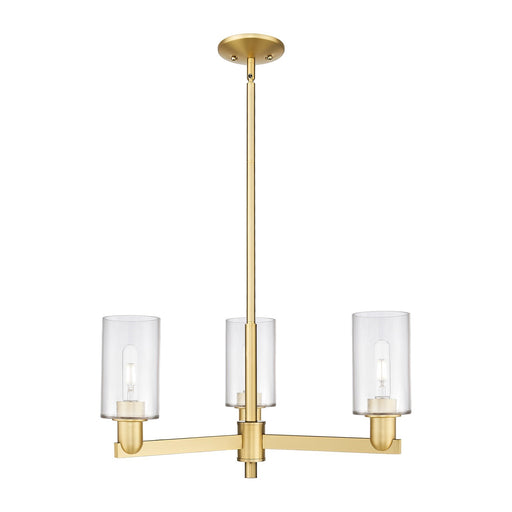 Innovations Clymer 26in 3-Light Pendant | Industrial Satin Gold Steel and Clear Glass | Kitchen Island & Dining Room | 25.62 x | Model 716-3CR-SG-G802