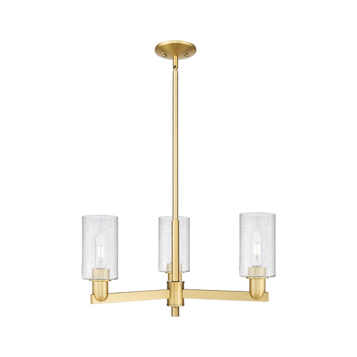 Innovations Clymer 26in 3-Light Pendant | Industrial Satin Gold Steel and Seedy Glass | Kitchen Island & Dining Room | 25.62 x | Model 716-3CR-SG-G804