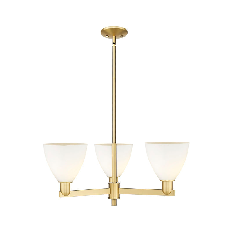 Innovations Bristol 29in 3-Light Pendant | Industrial Satin Gold Steel and Matte White Glass | Kitchen Island & Dining Room | Model 716-3CR-SG-GBD-751