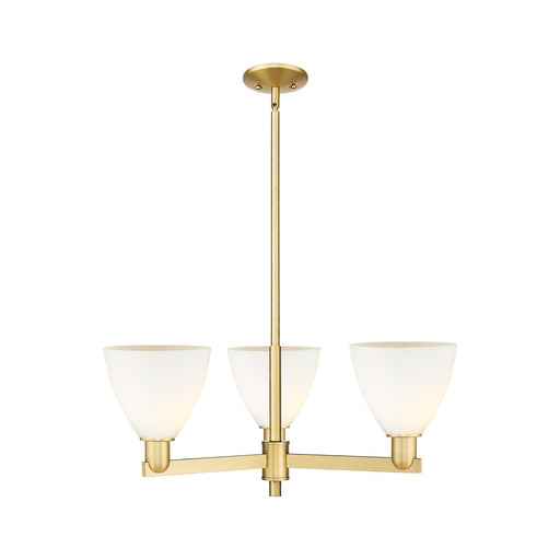 Innovations Bristol 29in 3-Light Pendant | Industrial Satin Gold Steel and Matte White Glass | Kitchen Island & Dining Room | Model 716-3CR-SG-GBD-751