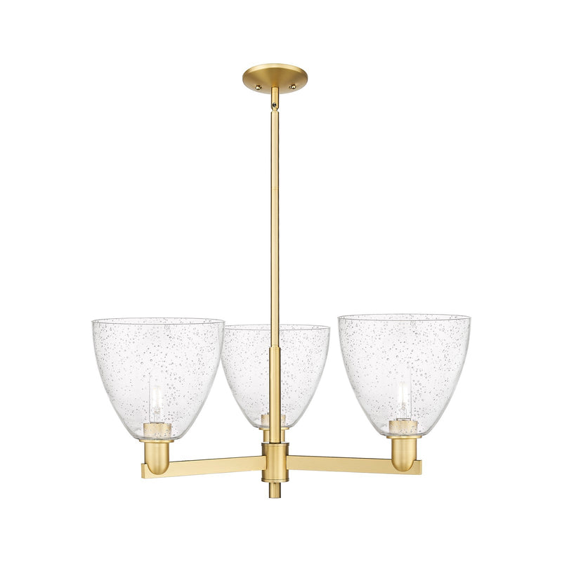 Innovations Bristol 31in 3-Light Pendant | Industrial Satin Gold Steel and Seedy Glass Dome Shade | Kitchen Island & Dining Room | Model 716-3CR-SG-GBD-94
