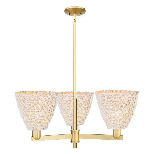 Innovations Bristol Natural 31in 3-Light Pendant | Industrial Satin Gold Steel and Cast Brass with Natural Fiber Dome Shade | Model 716-3CR-SG-NBD-9-NAT