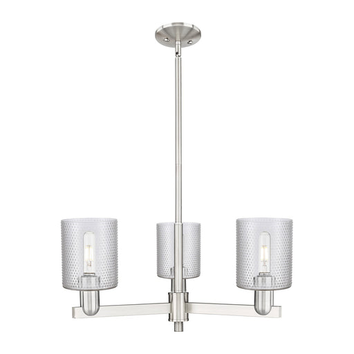 Innovations Cobbleskill 27in 3-Light Pendant | Industrial Satin Nickel Steel and Clear Glass | Kitchen Island & Dining Room | 27 x | Model 716-3CR-SN-G112